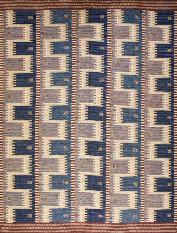 Contemporary swedish style flat weave rug, design sc_625 1 Contemporary american hooked rug, design sc_625