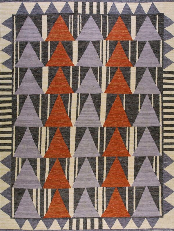 Contemporary swedish style flat weave rug, design sc_629 1 Contemporary american hooked rug, design sc_629