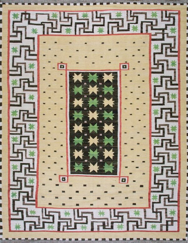 Contemporary swedish style flat weave rug, design sc_679 1 Contemporary american hooked rug, design sc_679