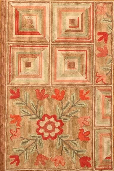 Contemporary american hooked rug, design w1008b 1 Contemporary american hooked rug, design w1008b