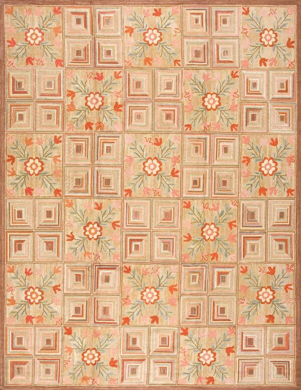 Contemporary american hooked rug, design w1008b 2 Contemporary american hooked rug, design w1008b