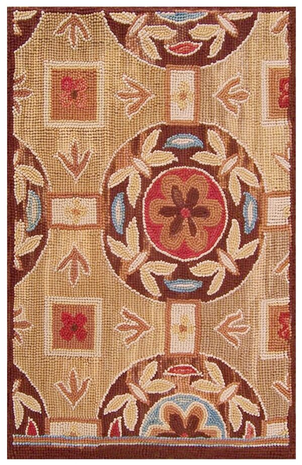 Contemporary american hooked rug, design w1057