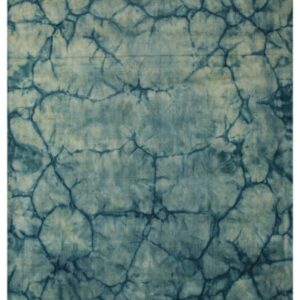 Dip Dyed Teal Handmade Wool Rug Abstract 8'x10' Carpet