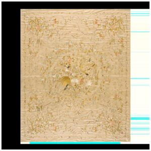 Elegant Ivory Ground With Stylized Floral Design Antique Chinese Silk Embroidery