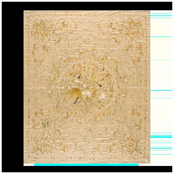 Elegant ivory ground with stylized floral design antique chinese silk embroidery 1 Elegant ivory ground with stylized floral design antique chinese silk embroidery