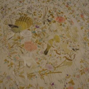Elegant Ivory Ground With Stylized Floral Design Antique Chinese Silk Embroidery - detail view 4