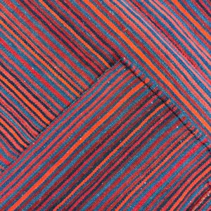 Mid Century Modern Handwoven Geometric Turkish Decorative Kilim Square Small Rug - detail view 6