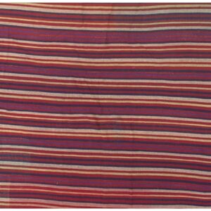 Mid Century Modern Multicolor Geometric Turkish Kilim Flatweave Wool Small Rug