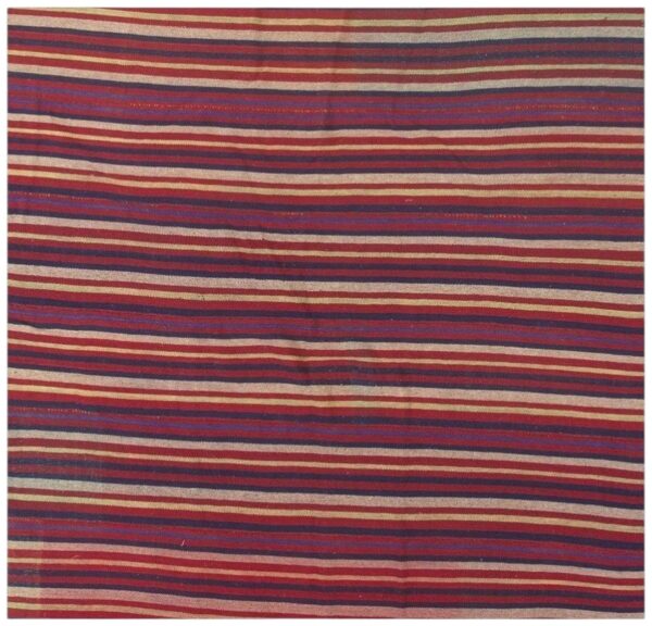 Mid century modern multicolor geometric turkish kilim flatweave wool small rug