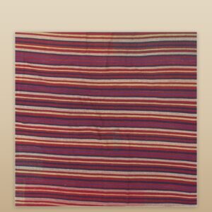 Mid Century Modern Multicolor Geometric Turkish Kilim Flatweave Wool Small Rug