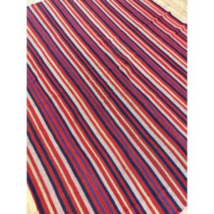 Mid Century Modern Multicolor Geometric Turkish Kilim Flatweave Wool Small Rug - detail view 4