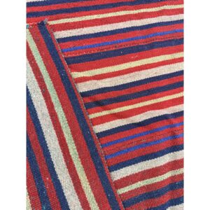 Mid Century Modern Multicolor Geometric Turkish Kilim Flatweave Wool Small Rug - detail view 7