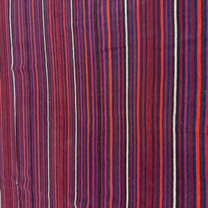 Mid-Century Modern Multicolor Stripe Geometric Turkish Kilim Handwoven Small Rug - detail view 3