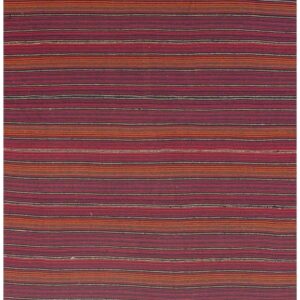 Mid-Century Modern Multicolor Stripe Turkish DecorativeKilim Flatweave Small Rug