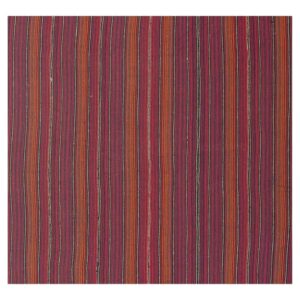 Mid-Century Modern Multicolor Stripe Turkish DecorativeKilim Flatweave Small Rug - detail view 1