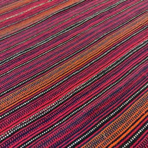 Mid-Century Modern Multicolor Stripe Turkish DecorativeKilim Flatweave Small Rug - detail view 2