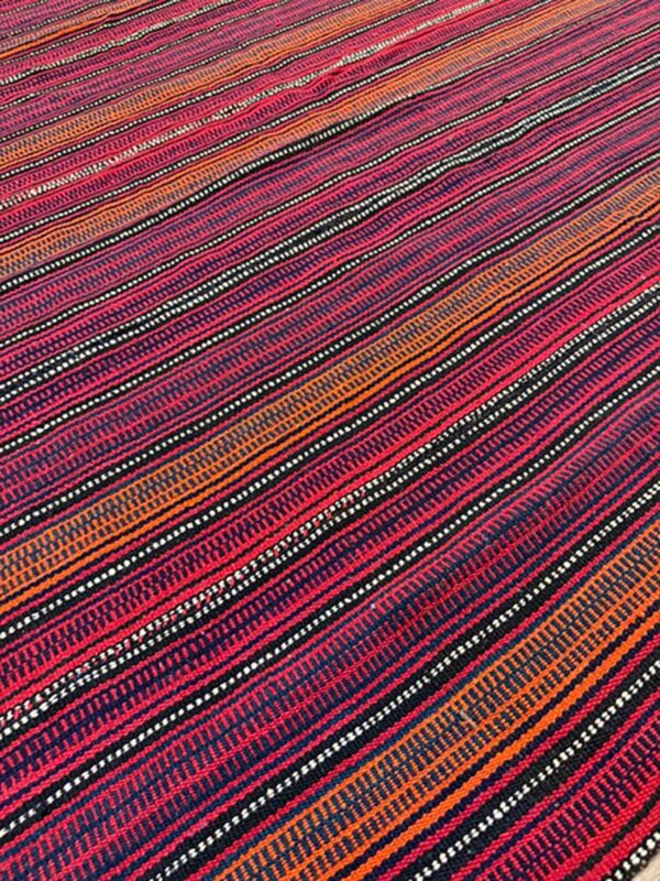 Mid-century modern multicolor stripe turkish decorativekilim flatweave small rug 3 Mid-century modern multicolor stripe turkish decorativekilim flatweave small rug - detail view 2