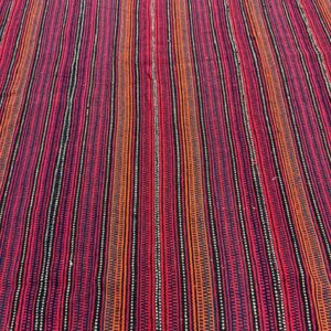 Mid-Century Modern Multicolor Stripe Turkish DecorativeKilim Flatweave Small Rug - detail view 3