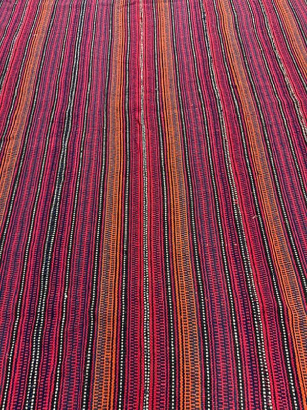 Mid-century modern multicolor stripe turkish decorativekilim flatweave small rug 4 Mid-century modern multicolor stripe turkish decorativekilim flatweave small rug - detail view 3