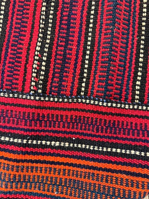 Mid-century modern multicolor stripe turkish decorativekilim flatweave small rug 5 Mid-century modern multicolor stripe turkish decorativekilim flatweave small rug - detail view 4
