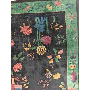 Navy Blue Antique Wool Pile Hand Knotted Chinese Art Deco Area Rug (SKU 26034) — pattern-detail
