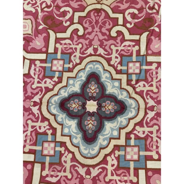 1840s burgandy field classical medallion antique european aubusson square rug 5 1840s burgandy field classical medallion antique european aubusson square rug - detail view 4