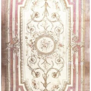 1850s Ivory Field Classical French Antique European Aubusson Oversized Rug