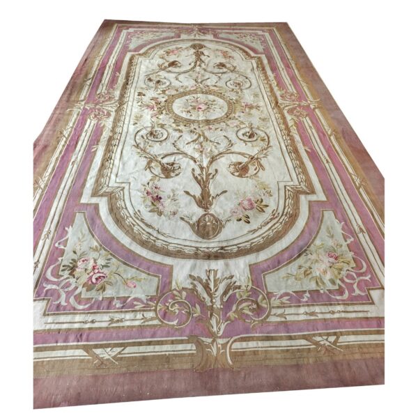 1850s ivory field classical french antique european aubusson oversized rug 2 1850s ivory field classical french antique european aubusson oversized rug - detail view 1