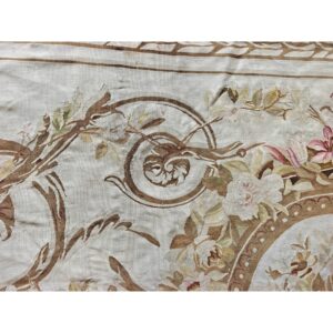 1850s Ivory Field Classical French Antique European Aubusson Oversized Rug - detail view 7