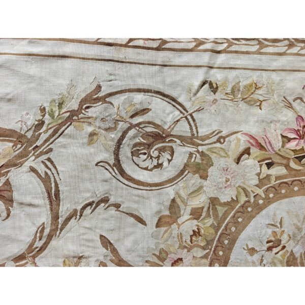 1850s ivory field classical french antique european aubusson oversized rug 8 1850s ivory field classical french antique european aubusson oversized rug - detail view 7