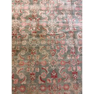 1880s Rare Green Field Large Scale Medallion Antique Malayer Room Size Rug - detail view 2