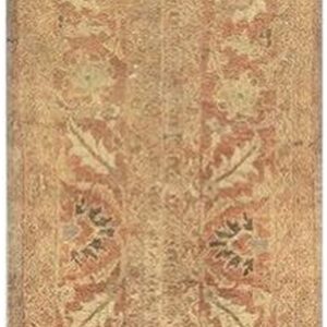 1900s Beige Field Geometric Antique Indian Amritsar Knotted Hallway Runner Rug
