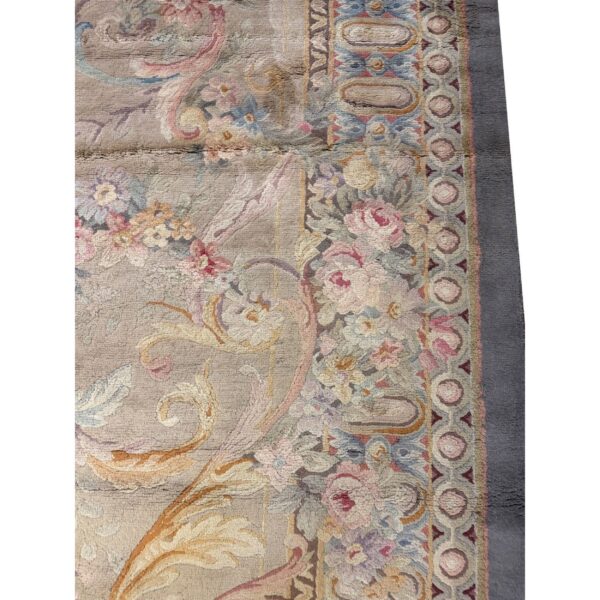 1920s beige field floral classic european savonnerie aubusson large oversize rug 6 1920s beige field floral classic european savonnerie aubusson large oversize rug - detail view 5