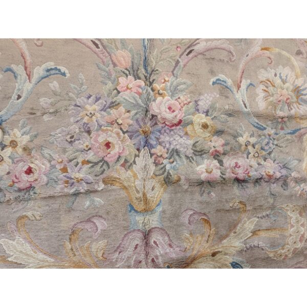 1920s beige field floral classic european savonnerie aubusson large oversize rug 7 1920s beige field floral classic european savonnerie aubusson large oversize rug - detail view 6