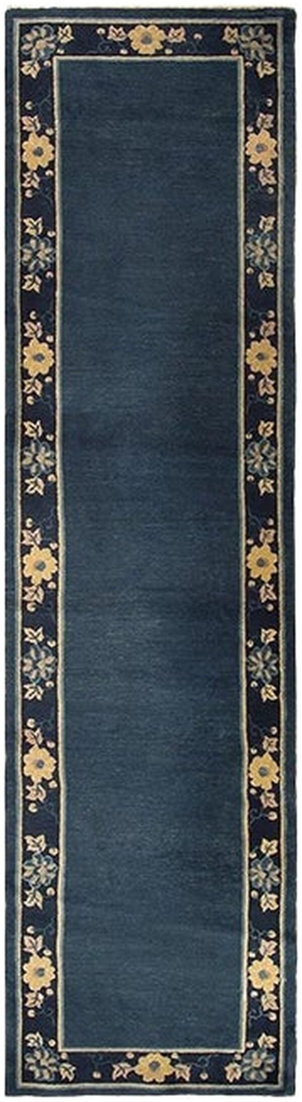 1920s blue ground open field floral antique chinese peking runner knotted rug 1 1920s blue ground open field floral antique chinese peking runner knotted rug