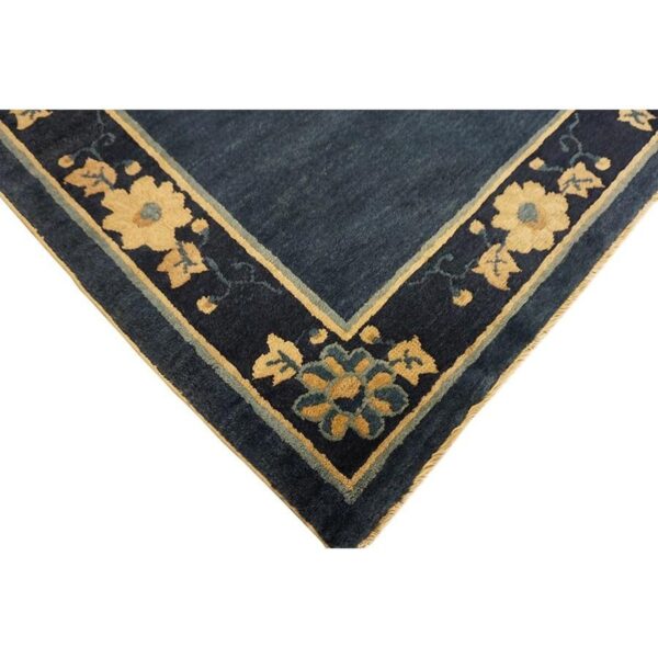 1920s blue ground open field floral antique chinese peking runner knotted rug 3 1920s blue ground open field floral antique chinese peking runner knotted rug - detail view 2