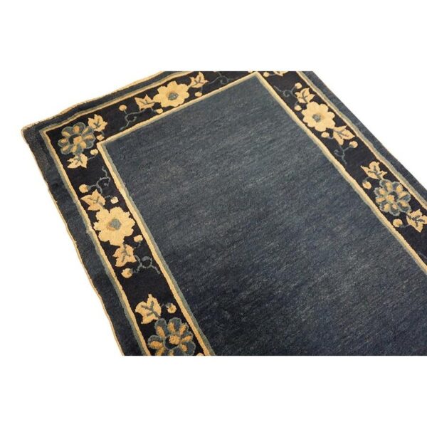 1920s blue ground open field floral antique chinese peking runner knotted rug 6 1920s blue ground open field floral antique chinese peking runner knotted rug - detail view 5