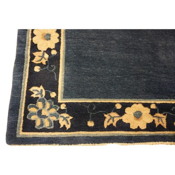 1920s blue ground open field floral antique chinese peking runner knotted rug 7 1920s blue ground open field floral antique chinese peking runner knotted rug - detail view 6