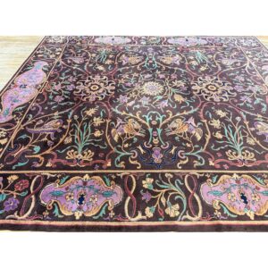 1920s Brown Ground Islimi Birds East Asian Antique Chinese Room Size Knotted Rug - detail view 2