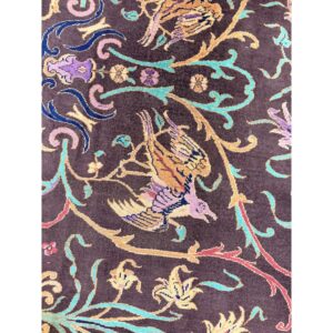 1920s Brown Ground Islimi Birds East Asian Antique Chinese Room Size Knotted Rug - detail view 3