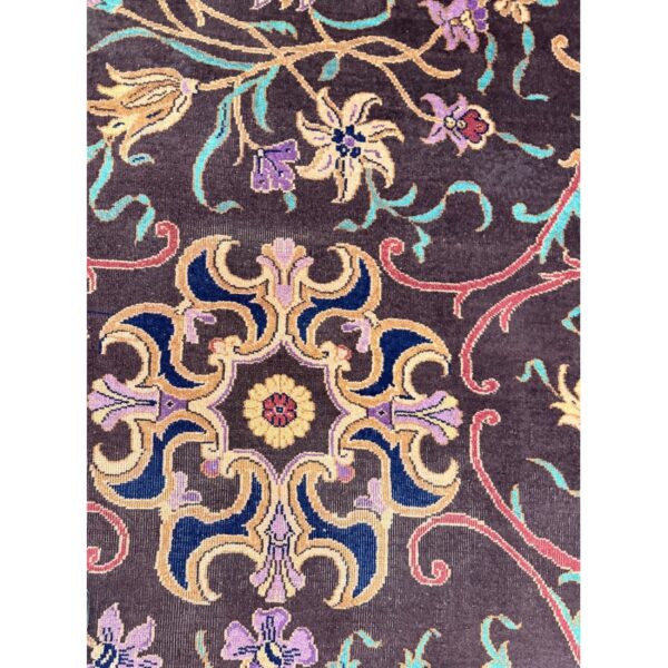 1920s brown ground islimi birds east asian antique chinese room size knotted rug 5 1920s brown ground islimi birds east asian antique chinese room size knotted rug - detail view 4