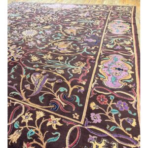 1920s Brown Ground Islimi Birds East Asian Antique Chinese Room Size Knotted Rug - detail view 5