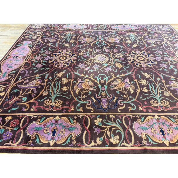 1920s brown ground islimi birds east asian antique chinese room size knotted rug 8 1920s brown ground islimi birds east asian antique chinese room size knotted rug - detail view 7