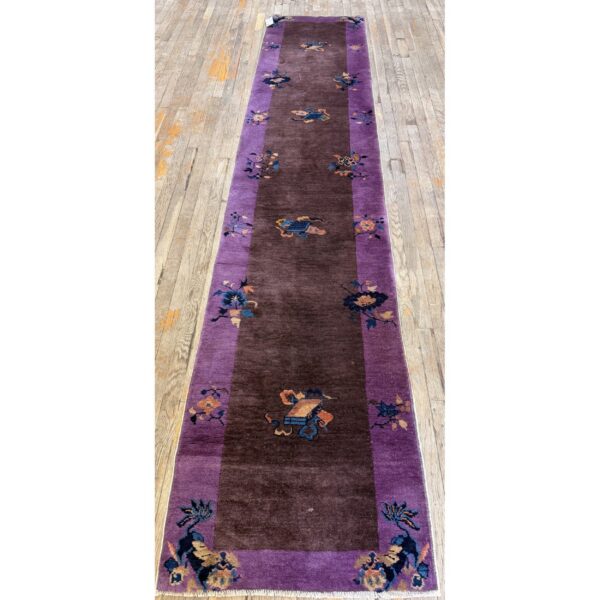 1920s brown traditional motifs geometric antique chinese art deco runner rug 3 1920s brown traditional motifs geometric antique chinese art deco runner rug - detail view 2