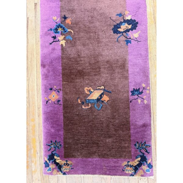 1920s brown traditional motifs geometric antique chinese art deco runner rug 4 1920s brown traditional motifs geometric antique chinese art deco runner rug - detail view 3