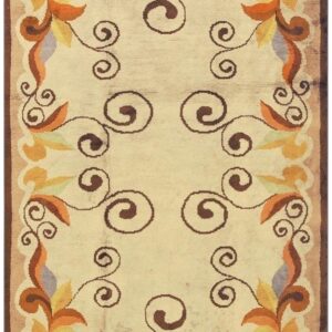 1920s Ecru Field Geometric Avant Garde Antique European Art Deco Small Rug