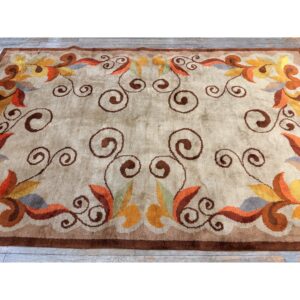 1920s Ecru Field Geometric Avant Garde Antique European Art Deco Small Rug - detail view 3