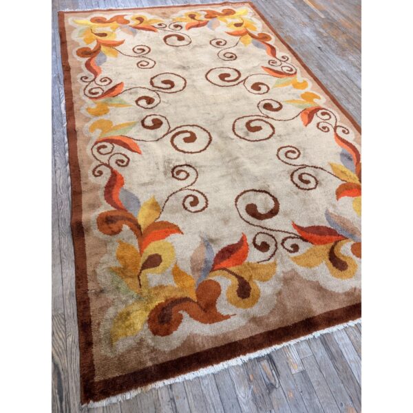 1920s ecru field geometric avant garde antique european art deco small rug - detail view 4