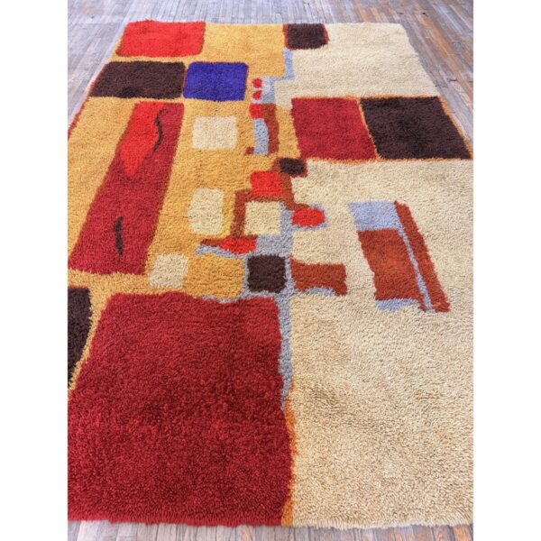 1920s multicolor geometric modern antique european art deco room sized wool rug 2 1920s multicolor geometric modern antique european art deco room sized wool rug - detail view 1