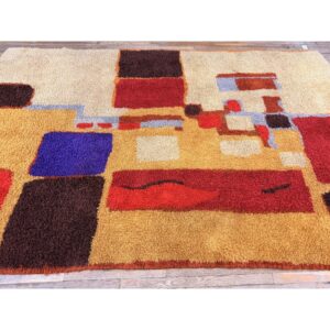 1920s Multicolor Geometric Modern Antique European Art Deco Room Sized Wool Rug - detail view 2